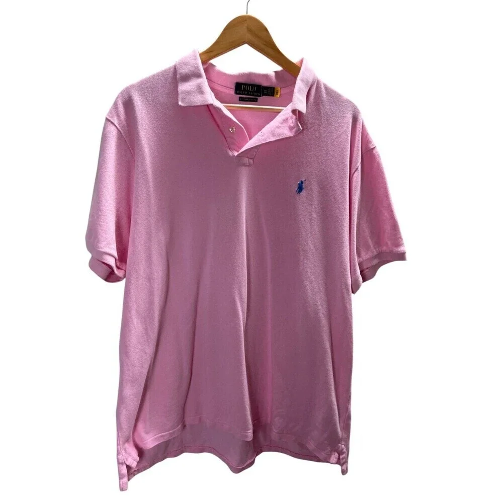 Polo Ralph Lauren Shirt Men's Size XXL Pink Custom Slim Fit Short Sleeve